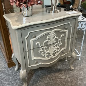 Gray and Ivory 2 Drawer Nightstand