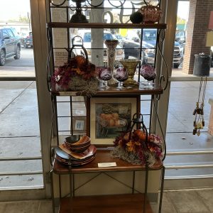 Bakers Rack Metal with Wood Shelves