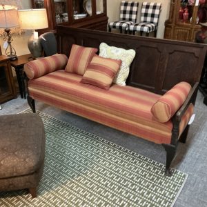 Antique Oak Red Upholstery Settee
