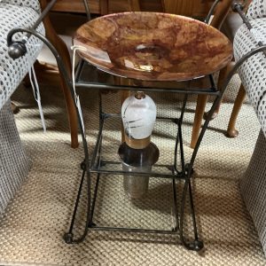 Iron, Glass Tiered Table