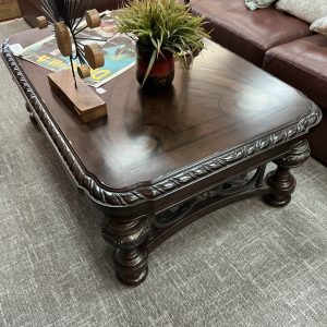 Large Dark Wood Rectangle Coffee Table