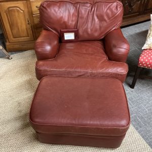 Red Leather Chair/Ott.